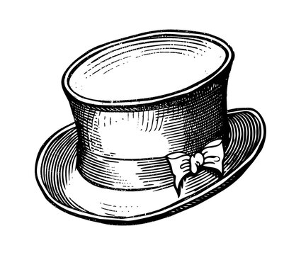 recommend clip art: canotier hat engraving black and white outline, good quality