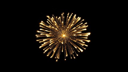Golden firework isolated on a black background Vibrant decoration suitable for festive occasions including holiday cards New Year s celebrations anniversaries and festivals Flat design illustration