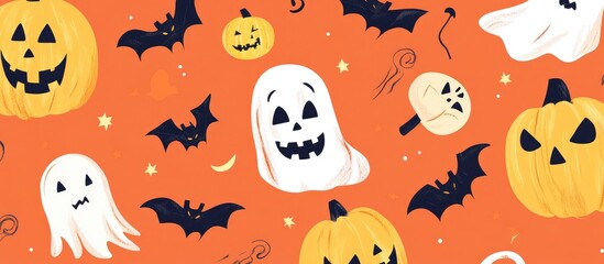 Hand drawn flat design featuring Halloween themed patterns