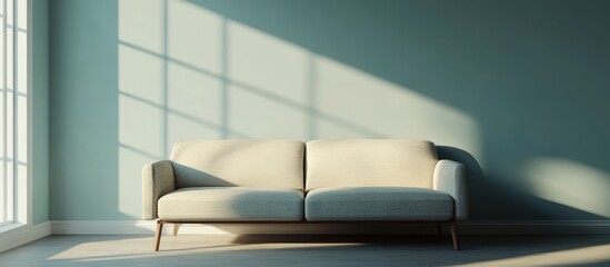 3D rendering of a vacant interior space featuring a sofa