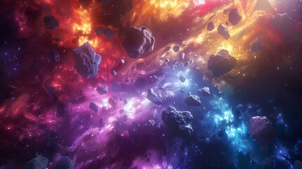 Fototapeta premium Vibrant Cosmic Landscape A Mesmerizing Explosion of Celestial Energy