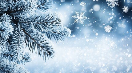 Enchanting Winter Wonderland Scene Featuring Snowflake Patterns and Icy Blue Background, Capturing the Essence of a Frosty and Festive Atmosphere

