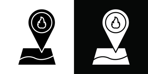 fire location icon Vector flat thin line illustration