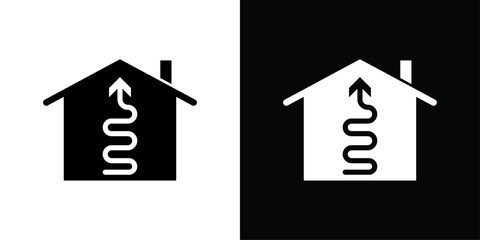 House heating icon Vector flat thin line illustration
