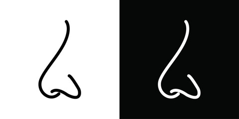 Human nose icon Vector flat thin line illustration