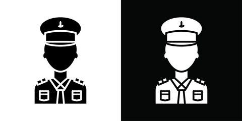 Male chief officer icon Vector flat thin line illustration