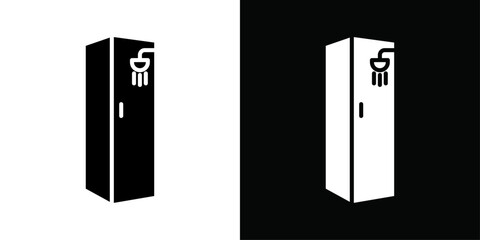 Shower cabin bathroom icon Vector flat thin line illustration