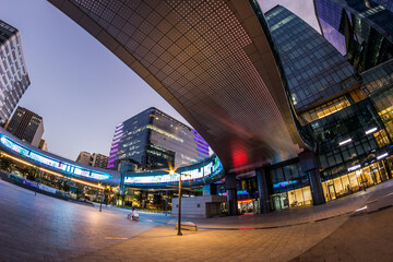 Pangyo, South Korea - Sep.14.2024: The night cityscape in Pan-Gyo
