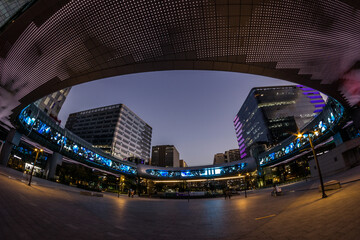 Pangyo, South Korea - Sep.14.2024: The night cityscape in Pan-Gyo