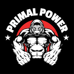 Fototapeta premium Gorilla Illustration Shirt Design Vintage