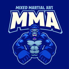 Gorilla MMA Mascot Logo Illustration