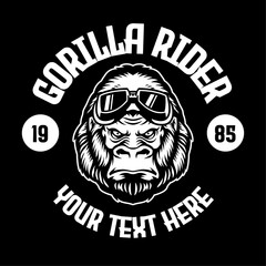 Gorilla Rider Shirt Design Illustration Vintage