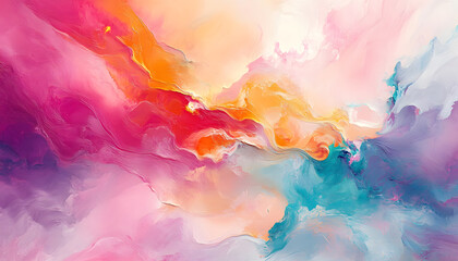 Fototapeta premium Abstract Art: A splash of bold and pastel colors in abstract forms, creating a visually dynamic and artistic aesthetic