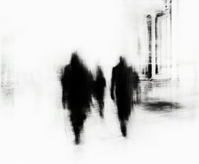 Fototapeta premium Abstract depiction of disappearance with fading elements dissolving shapes or gradual blurring of objects Soft transitions from solid forms to empty spaces using transparent layers or fading gradients