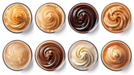 Fototapeta premium Elegant Swirled Desserts Captivating Confections with Creamy Textures and Alluring Designs A collection of beautifully presented pastries cakes