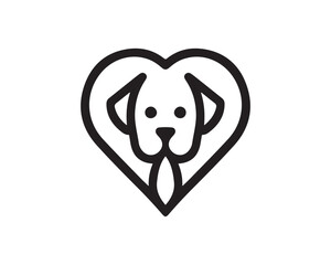 Minimalist dog logo design icon symbol vector illustration.