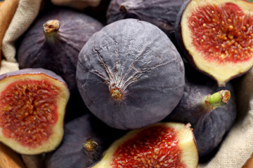 Fresh ripe tasty fig close up view