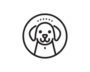 Dog logo design icon symbol vector illustration. Thin line drawing Dog head icon symbol vector. Outline dog logo