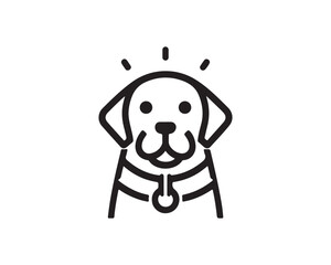 Minimalist outline dog logo design icon symbol vector illustration.