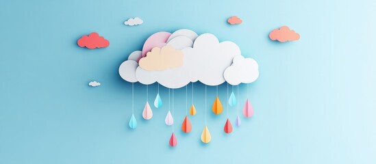 Creative Paper Cloud With Colorful Rain Droplets Cutouts