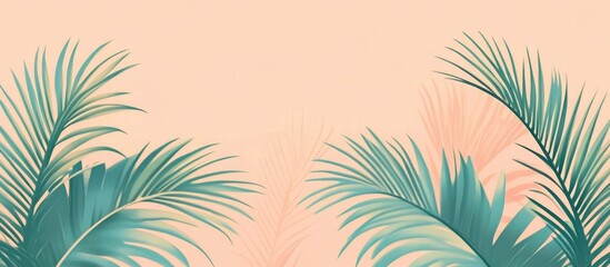 Tropical Palm Leaves In Turquoise Green And Soft Pink