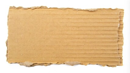 A piece of brown cardboard with a white paper sheet placed on top, isolated against a clean white background