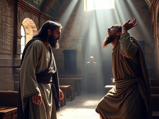 Gospel Images from the Bible NT - Jesus casts out a demon from a possessed man in the synagogue
