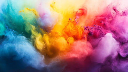 Fototapeta premium Vibrant explosion of color swirling together, creating a beautiful abstract pattern of hues. Ideal for creative designs and backgrounds.