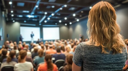 Event planner managing a large corporate conference with attendees, presentations, and detailed organization. 