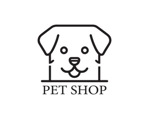 Dog logo design for pet shop with line art style vector illustration