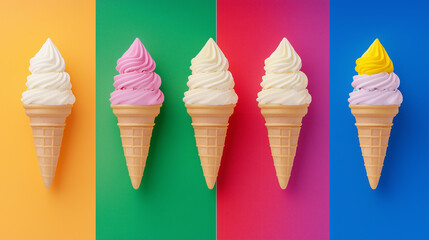 Colorful Soft Serve Ice Creams