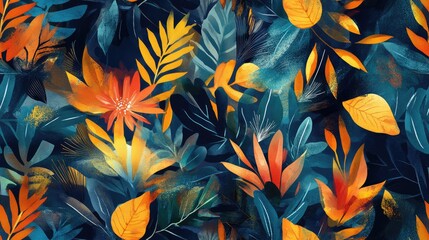 Botanical abstraction seamless pattern featuring a blend of digital and watercolor mixed media designed for textiles fabrics souvenirs packaging greeting cards screensavers and scrapbooking