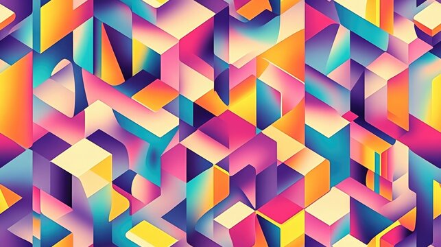 Seamless pattern featuring illusory triangles and rhombuses Raster illustration suitable for interior design wallpaper textiles presentations and visual illusions Abstract cube series