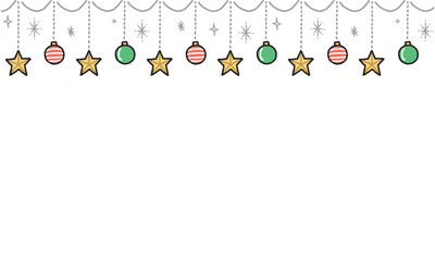 クリスマスオーナメントのイラスト背景素材　白背景