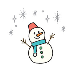 手書き風のシンプルな雪だるまのイラスト
