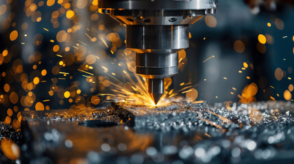 CNC Machine Milling. Industrial Metalwork Concept