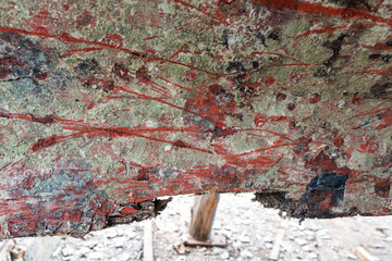 Old shipwreck detail overgrown with shell