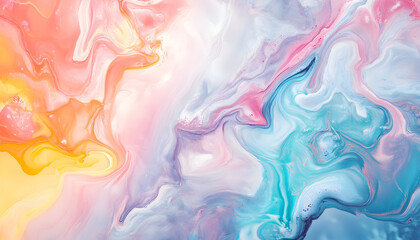 Obraz premium Abstract Art: A splash of bold and pastel colors in abstract forms, creating a visually dynamic and artistic aesthetic