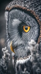Close-up Portrait of a Great Grey Owl.
