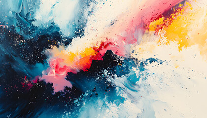Obraz premium Abstract Art: A splash of bold and pastel colors in abstract forms, creating a visually dynamic and artistic aesthetic