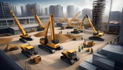 A modern construction site showcasing cutting-edge materials and equipment from stock.adobe.com, highlighting innovation and progress in the industry with vibrant activity and state-of-the-art tools a