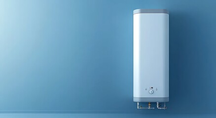  Water heater system on a blue background
