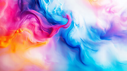 Obraz premium Vibrant abstract background featuring swirling colors of pink, blue, and orange, creating a mesmerizing fluid design.
