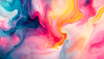 Obraz premium Abstract Art: A splash of bold and pastel colors in abstract forms, creating a visually dynamic and artistic aesthetic