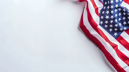 Obraz premium A folded American flag draped on a white surface, symbolizing patriotism and national pride.