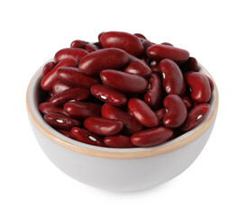 Dried red beans in bowl isolated on white