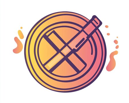 recommend clip art: Line art illustration featuring a warm gradient design of a cartoon style no smoking symbol