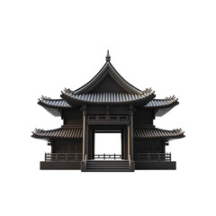 Fototapeta premium chinese temple in black transparent background 