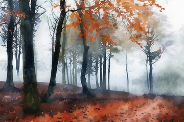 misty autumn forest