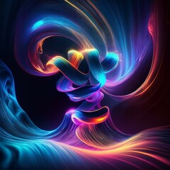 A wide-angle painting of a glowing, iridescent spiral of turbulent light on a black canvas. Minimalist smoke patterns and zen brushstrokes flow with sparkling supersonic waves and raindrops.